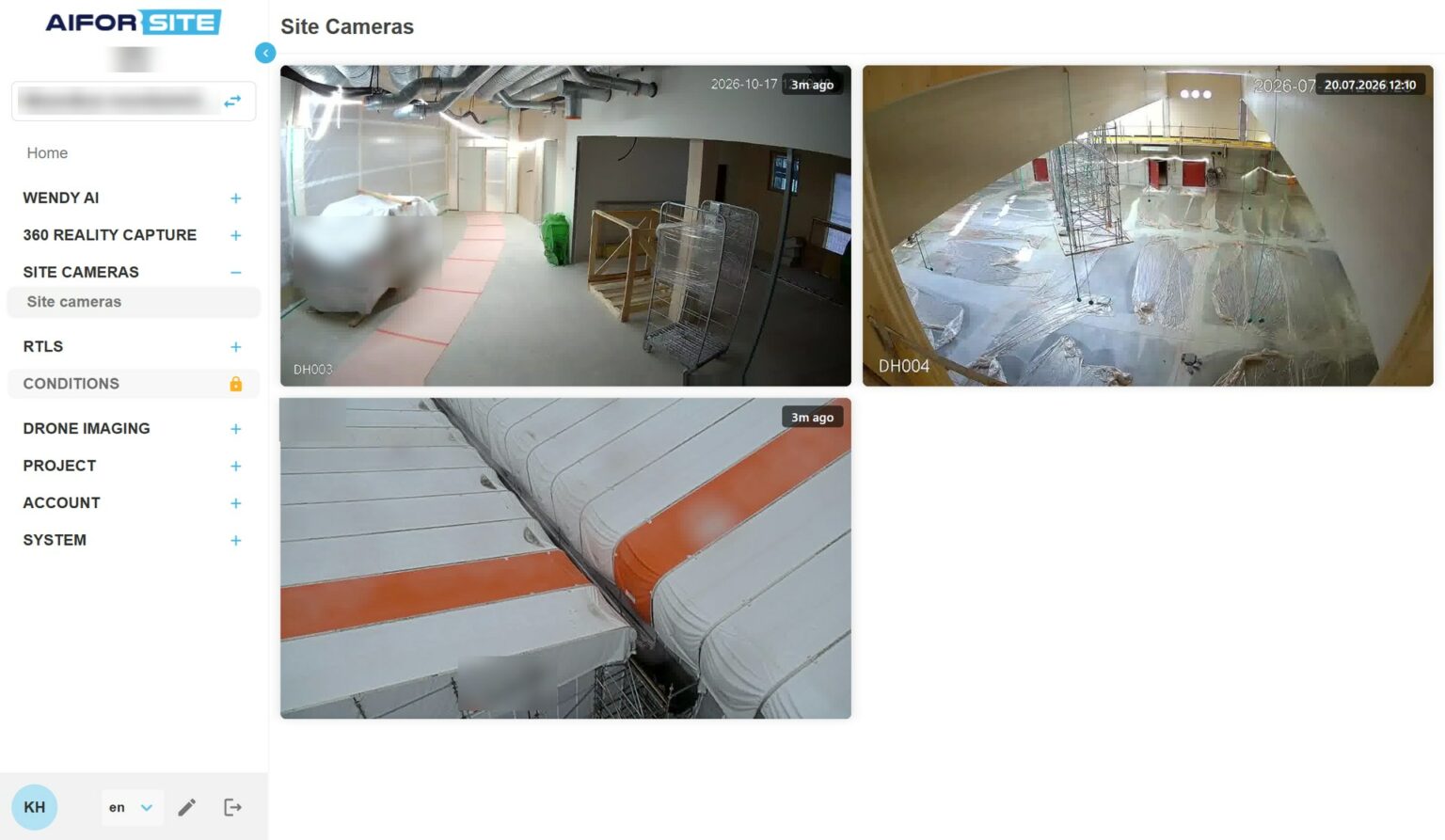 Aiforsite Site Cameras view